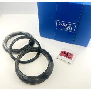 Rara Avis by Iris Apfel Bracelets Set of 3 Bangle Chunky Neutral Gray Marbled